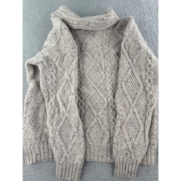 Aran Crafts Ireland Sweater Mens XL Beige Wool Cable Knit Shawl Collar Cardigan - Picture 4 of 12